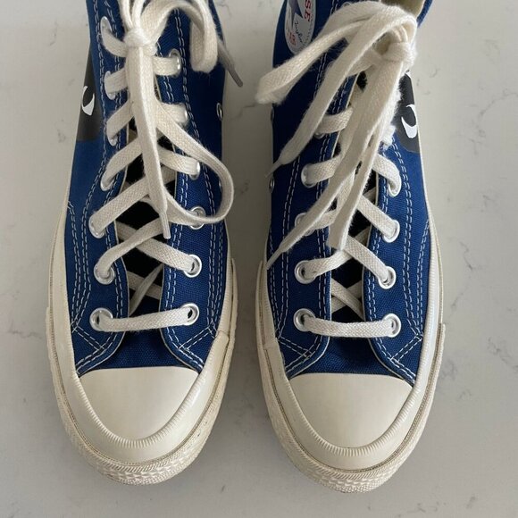 Converse All Star PLAY Comme des Garcons Hi Top Lace Up Sneakers Blue Sz 7W/5M - Picture 6 of 14
